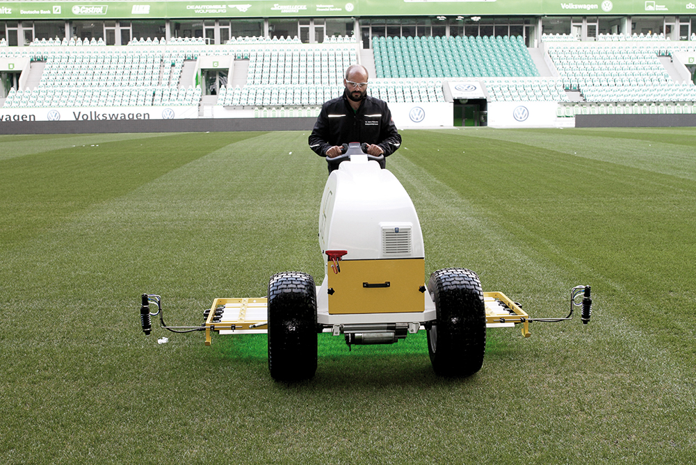 SGL's UVC180 sustainable disease technology on the Wolfsburg pitch.