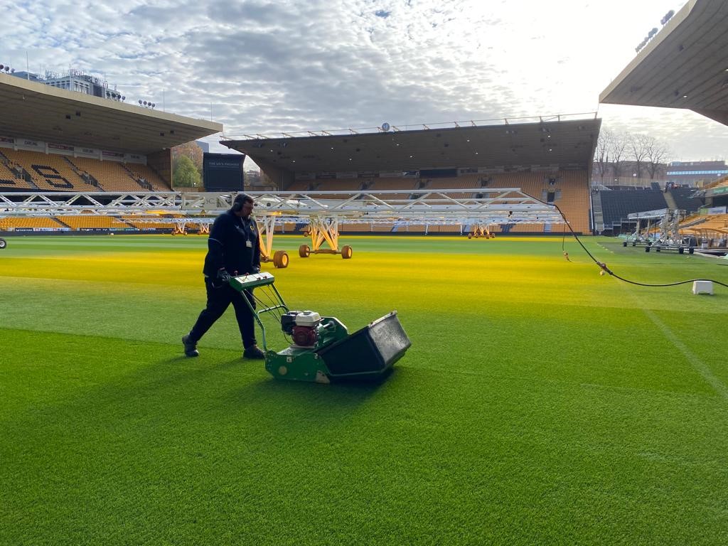 Tim Warwick of Wolverhampton mowing