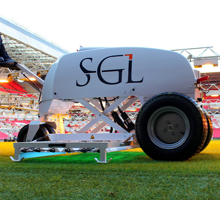 The SGL UVC180 treats grass playing surfaces with UV-C light to kill fungi before it can harm the grass plant.