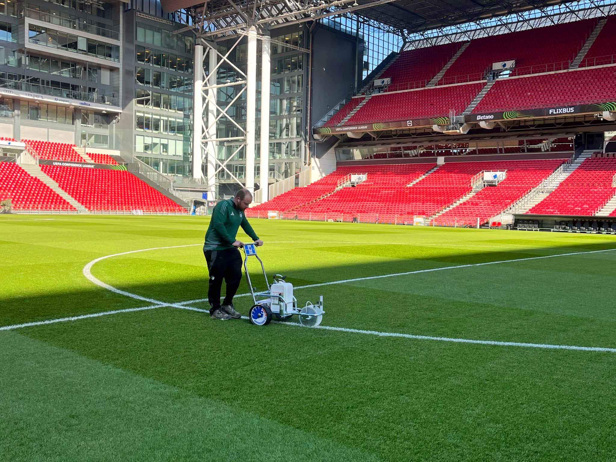 Oliver lines the pitch before the match.